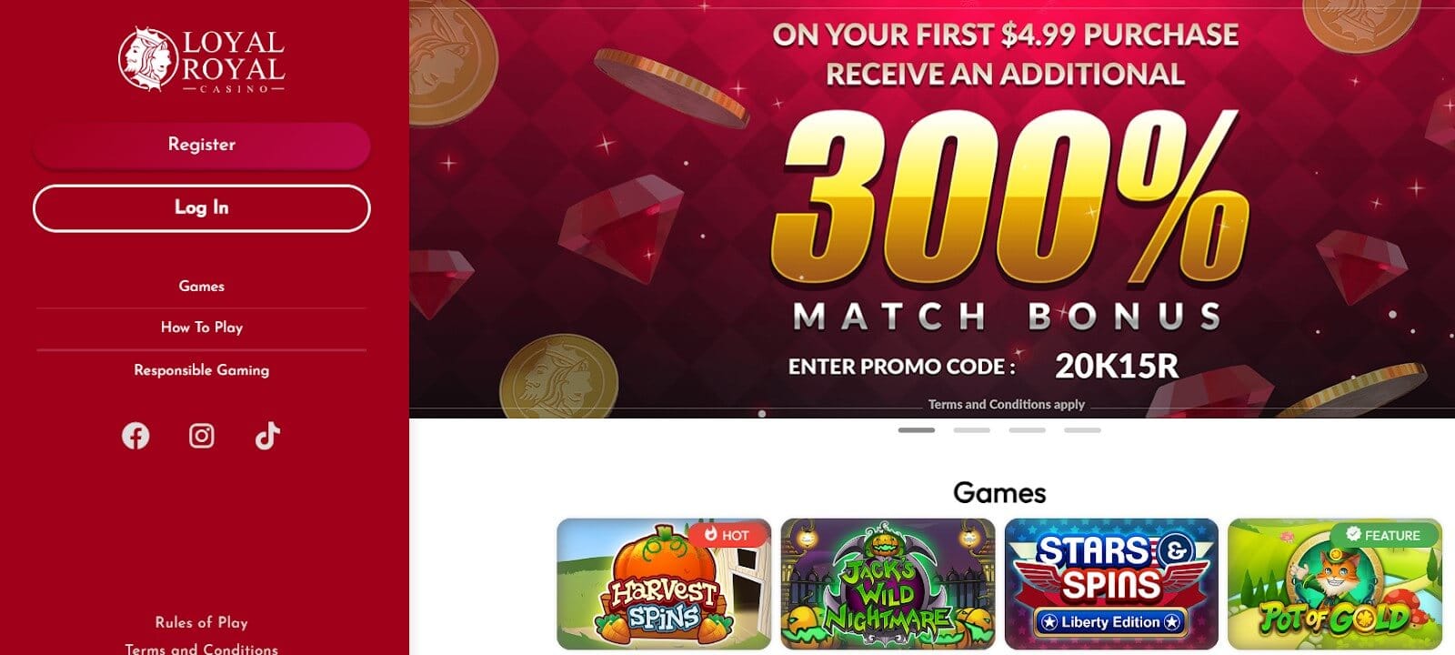 Loyal Casino Lobby Schermafbeelding